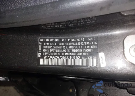 2011 Porsche Panamera 4 z USA, uszkodzony, nr VIN WP0AA2A72BL010152